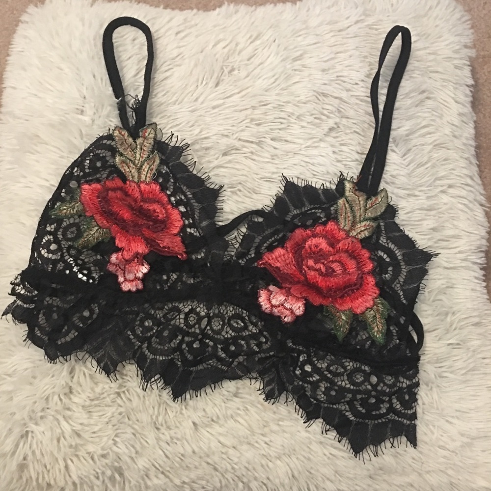 Rose black bralette